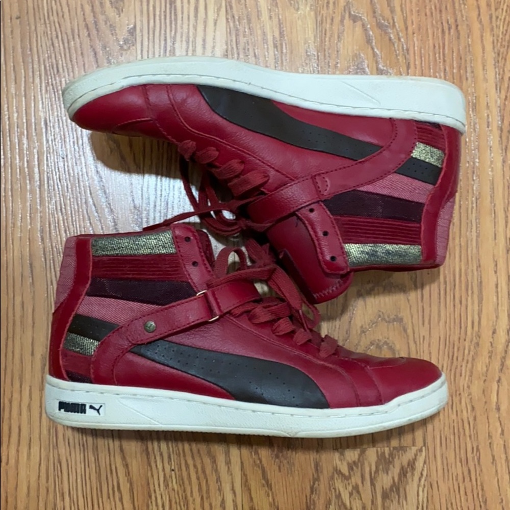 Puma Limited Edition Red High Top Sneakers 7.5 - Picture 1 of 7